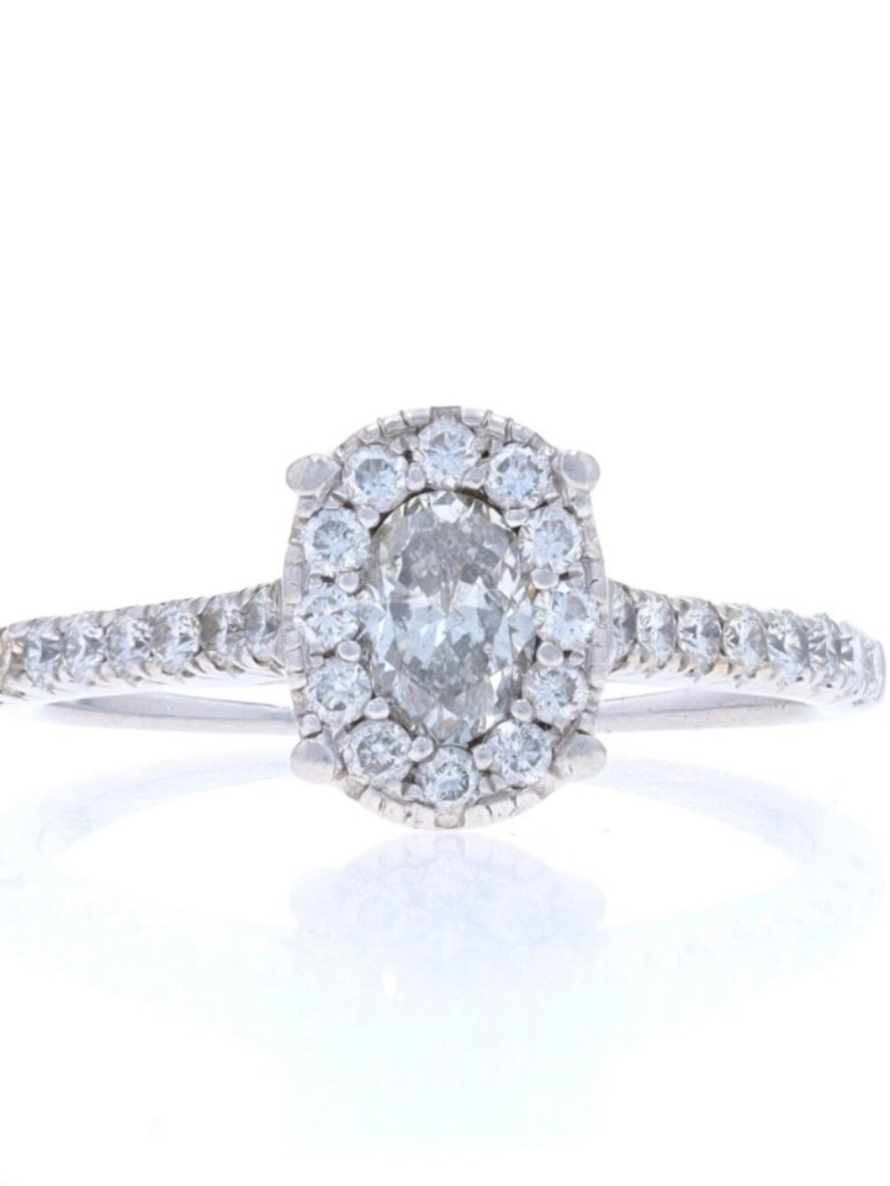 White Gold Diamond Halo Ring - 14k Oval 1.05ctw Engagement